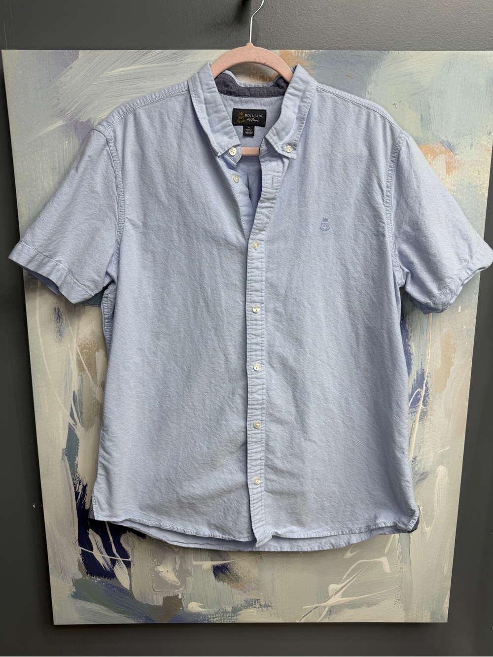 Wallin & Bros 100% Cotton XL Light Blue Short Sleeve Button Down Shirt Casual